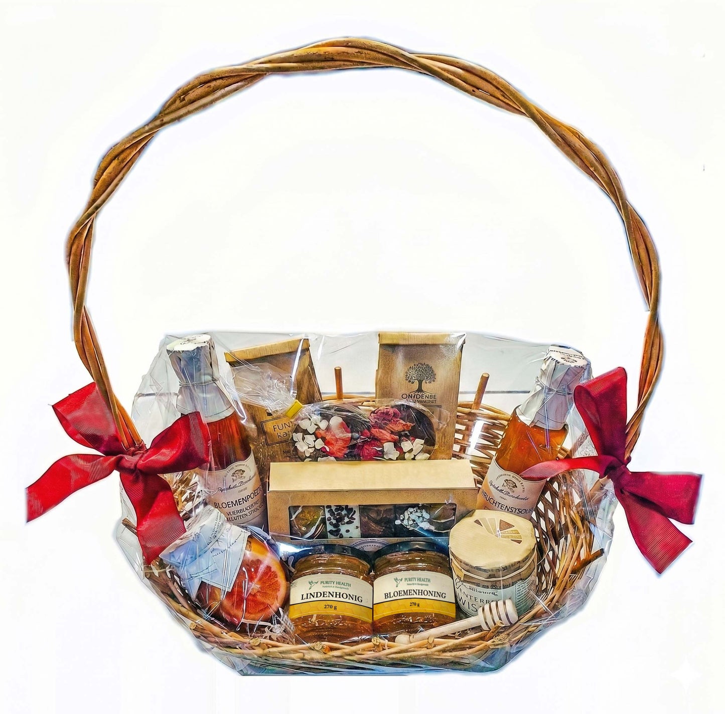 Een mega-geschenkmand – natuurlijk genot van topklasse geschenkmand, cadeau, honing, thee, koffie, cadeau voor mama, papa, oma, opa, leraar, verjaardag, Moederdag