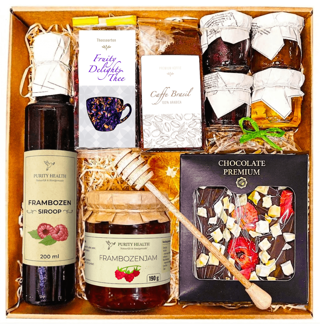 Cadeaupakket - Siroop, Thee, Koffie, Jam & Chocolade