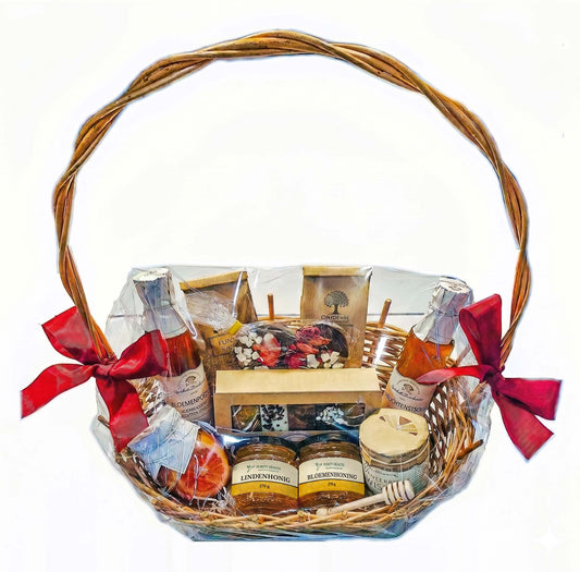 Een mega-geschenkmand – natuurlijk genot van topklasse geschenkmand, cadeau, honing, thee, koffie, cadeau voor mama, papa, oma, opa, leraar, verjaardag, Moederdag