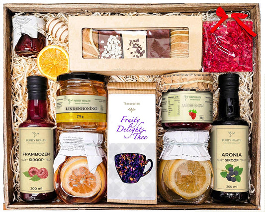 Cadeaupakket XL met Thee, Honing, Jam, Siroop en Chocolade