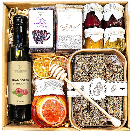 Cadeaupakket met Thee, Koffie, Honing, Siroop en Kataifi Koekjes