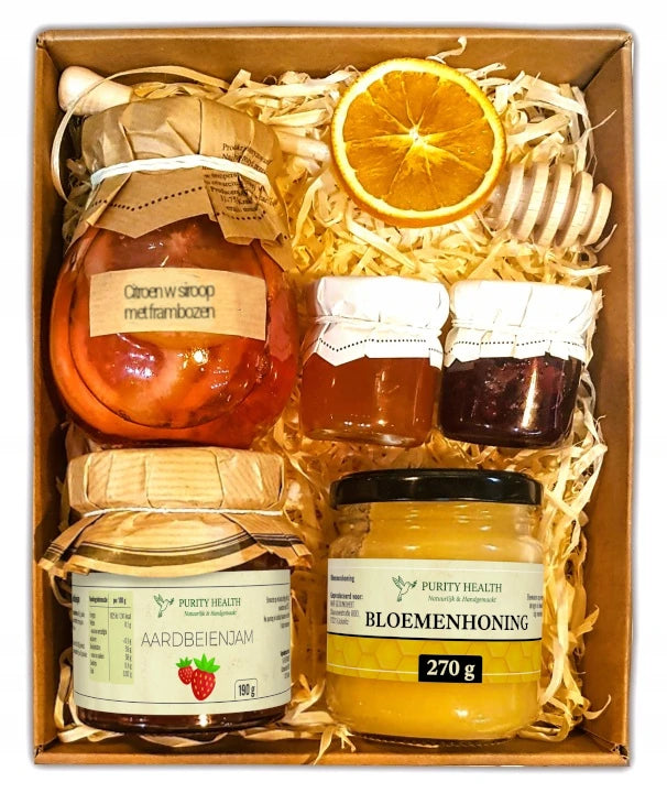 Cadeaupakket met Honing, Jam en Citroen op Siroop