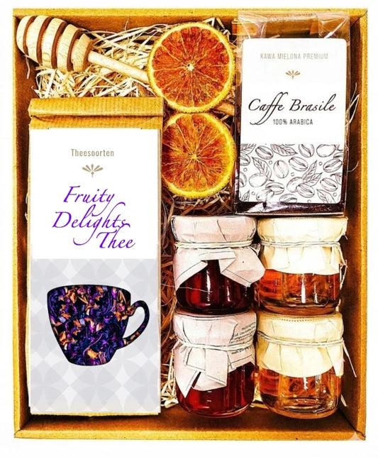 Cadeaupakket met Thee, Koffie, Honing en Jam